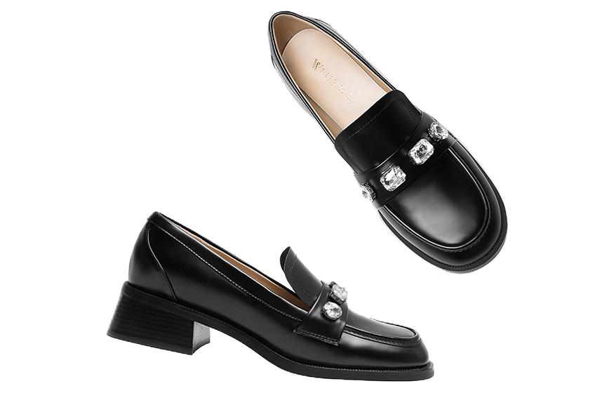 Shop (W) Lily Wei Sepatu Hak Tinggi 4cm 'Hitam' 'Gaya Inggris Hak Tebal' KF-009