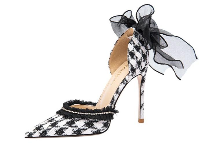 (Women) Lily Wei High Heels 'Black Rhinestone Ribbon Butterfly Knot Hollow' NN-538