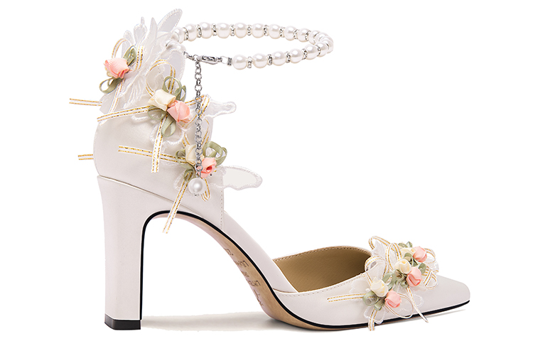 Order (W) （女性用）Lily Wei ハイヒール '花柄パール飾り' シーズン・オブ・ラブ - ホワイト L-027 L-027