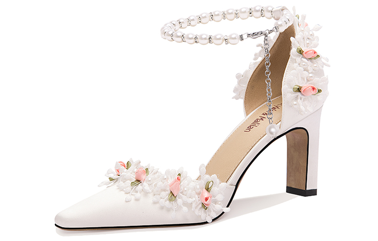 (Women) Lily Wei High Heels 'Pearl Blossom White' L-026