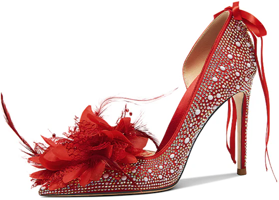 Lily Wei 布料 蝴蝶宴會氣質 細跟 高跟鞋 10cm 女款 紅色 Buy Lily Wei 布料 蝴蝶宴會氣質 細跟 高跟鞋 10cm 女款 紅色