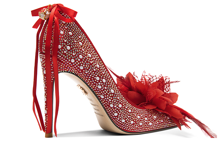 Order Lily Wei 布料 蝴蝶宴會氣質 細跟 高跟鞋 10cm 女款 紅色