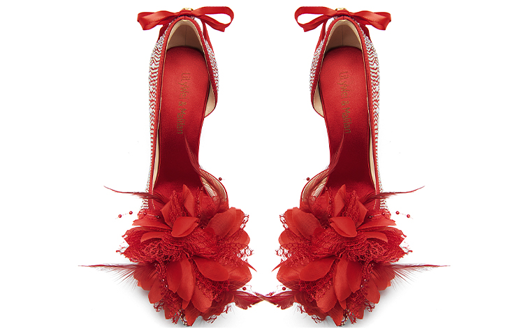 Lookbook Lily Wei 布料 蝴蝶宴會氣質 細跟 高跟鞋 10cm 女款 紅色