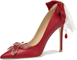 (Women) Lily Wei High Heels 'Red Tassel Bow' NN-089 (Women) Lily Wei High Heels 'Red Tassel Bow' NN-089