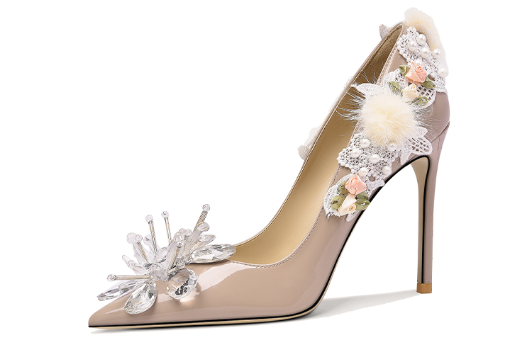 (Women) Lily Wei High Heels 'Secret Garden Patent Crystal Brown' NN-190