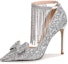 Buy (Women) Lily Wei High Heels 'Silver Glitter Leather with Rhinestone Tassels and Bow' NN-149