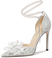 (Women) Lily Wei High Heels 'Silver Pearl Butterfly Knot' NN-272 (Women) Lily Wei High Heels 'Silver Pearl Butterfly Knot' NN-272