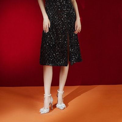 (W) 莉莉·魏银珍珠蝴蝶结高跟鞋 NN-272 Purchase (W) 莉莉·魏银珍珠蝴蝶结高跟鞋 NN-272