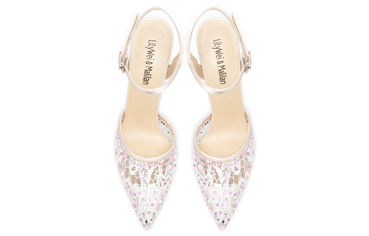 Lookbook (W) (女性用) リンウェイ レース ポインテッドトゥバックル スティレット 'ピンク' NN-404 NN-404