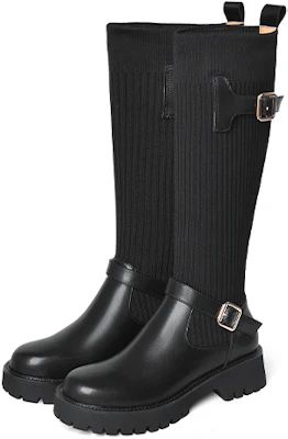 莉莉薇 頭層牛皮圓頭厚底金屬套筒高筒靴 女款 Lookbook 莉莉薇 頭層牛皮圓頭厚底金屬套筒高筒靴 女款