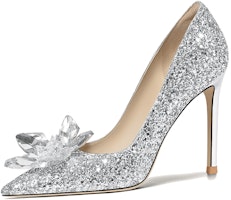 (Women) Lily Wei Leather High Heel Slip-On 'Silver Rhinestone' NN-039 (Women) Lily Wei Leather High Heel Slip-On 'Silver Rhinestone' NN-039