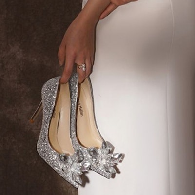 (Women) Lily Wei Leather High Heel Slip-On 'Silver Rhinestone' NN-039 Details for (Women) Lily Wei Leather High Heel Slip-On 'Silver Rhinestone' NN-039