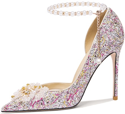 (W) Lily Wei Tumit Tinggi Kulit 'Tali Buku Lali Mutiara Berkilau Merah Jambu' NN-532 Buy (W) Lily Wei Tumit Tinggi Kulit 'Tali Buku Lali Mutiara Berkilau Merah Jambu' NN-532