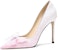 (W) Kasut Mules Kulit Lily Wei 'Pink Gradient dengan Butterfly Bow Kristal' J-114-a