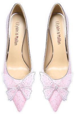 (Women) Lily Wei Leather Mules 'Pink Gradient with Crystal Butterfly Bow' J-114-a Lookbook (Women) Lily Wei Leather Mules 'Pink Gradient with Crystal Butterfly Bow' J-114-a