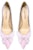 (W) Kasut Mules Kulit Lily Wei 'Pink Gradient dengan Butterfly Bow Kristal' J-114-a