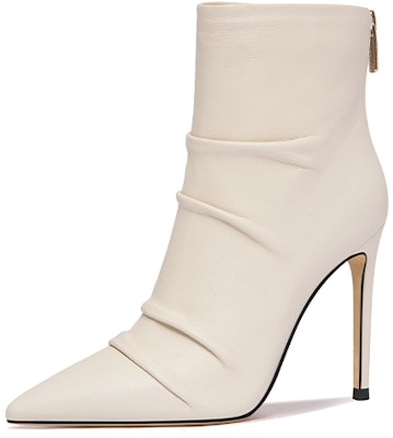 (Women) Lily Wei Leather Pointed-Toe Stiletto with Side Zip 10cm 'Ruched Ankle Boot' X-063 Buy (Women) Lily Wei Leather Pointed-Toe Stiletto with Side Zip 10cm 'Ruched Ankle Boot' X-063