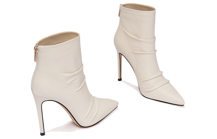 Sizing (W) 릴리 웨이 가죽 10cm 루칭 앵클부츠 (pointed-toe, side zip) X-063