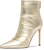 (W) Lily Wei Boot Tumit Runcing Kulit dengan Zip Sisi 10cm 'But Buku Lali Berlipat' X-063