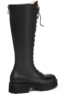 (W) Lily Wei Sepatu Boot Tinggi Kulit Hitam Ritsleting Toe Bulat XPJ-067 Order (W) Lily Wei Sepatu Boot Tinggi Kulit Hitam Ritsleting Toe Bulat XPJ-067