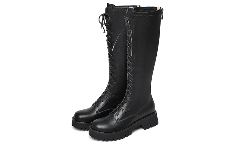 Lookbook (W) But Hitam Tinggi Lily Wei Kulit dengan Rekaan Zip. XPJ-067