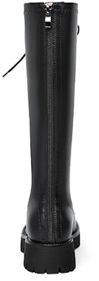 (W) Lily Wei Sepatu Boot Tinggi Kulit Hitam Ritsleting Toe Bulat XPJ-067 Shop (W) Lily Wei Sepatu Boot Tinggi Kulit Hitam Ritsleting Toe Bulat XPJ-067