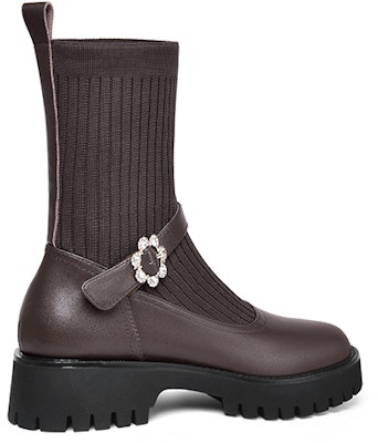 (Women) Lily Wei Leather Round Toe Platform Ankle Boots 'Reddish Brown' XPJ-065 Order (Women) Lily Wei Leather Round Toe Platform Ankle Boots 'Reddish Brown' XPJ-065