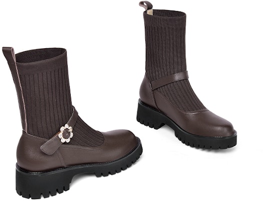 (Women) Lily Wei Leather Round Toe Platform Ankle Boots 'Reddish Brown' XPJ-065 Lookbook (Women) Lily Wei Leather Round Toe Platform Ankle Boots 'Reddish Brown' XPJ-065
