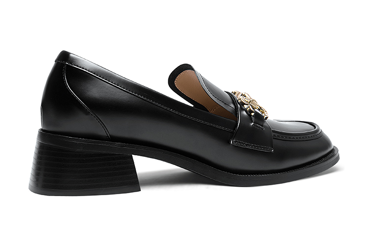 Order (W) 莉莉韦黑色英伦风方跟真皮乐福鞋 KF-008