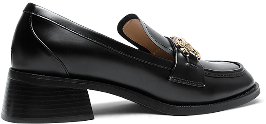 (Women) Lily Wei Leather Slip-Ons Black 'British Style Block Heel' KF-008 Order (Women) Lily Wei Leather Slip-Ons Black 'British Style Block Heel' KF-008