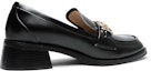 Order (W) Lily Wei Tumit Blok Gaya British Slip-Ons Kulit Hitam KF-008