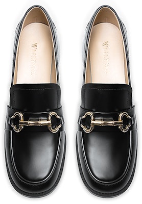 (Women) Lily Wei Leather Slip-Ons Black 'British Style Block Heel' KF-008 Lookbook (Women) Lily Wei Leather Slip-Ons Black 'British Style Block Heel' KF-008