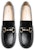 (W) Lily Wei Tumit Blok Gaya British Slip-Ons Kulit Hitam KF-008