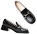(W) Lily Wei Tumit Blok Gaya British Slip-Ons Kulit Hitam KF-008