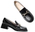 Shop (W) Lily Wei Tumit Blok Gaya British Slip-Ons Kulit Hitam KF-008