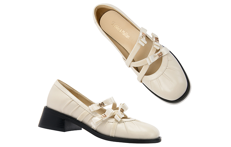 Shop (Women) Lily Wei Loafer 'Apricot Bow Knot' KF-013