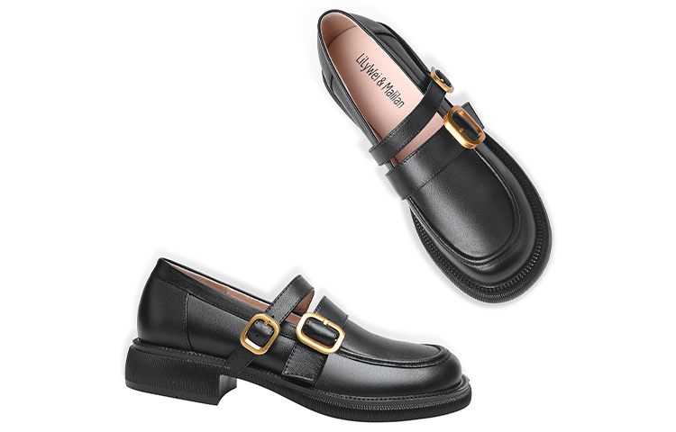 Purchase (W) Lily Wei 黑色金属扣乐福鞋 LF-036