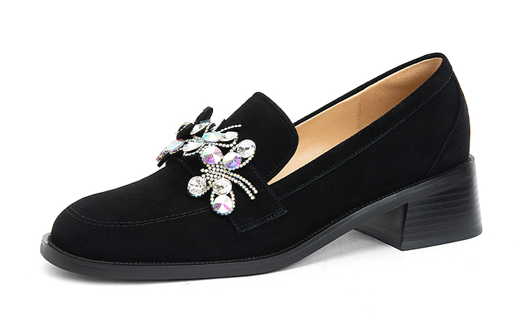 (Women) Lily Wei Loafer 'Black Velvet Rhinestone' KF-011