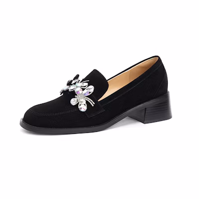 (W) Lily Wei Loafer 'Black Velvet Rhinestone'