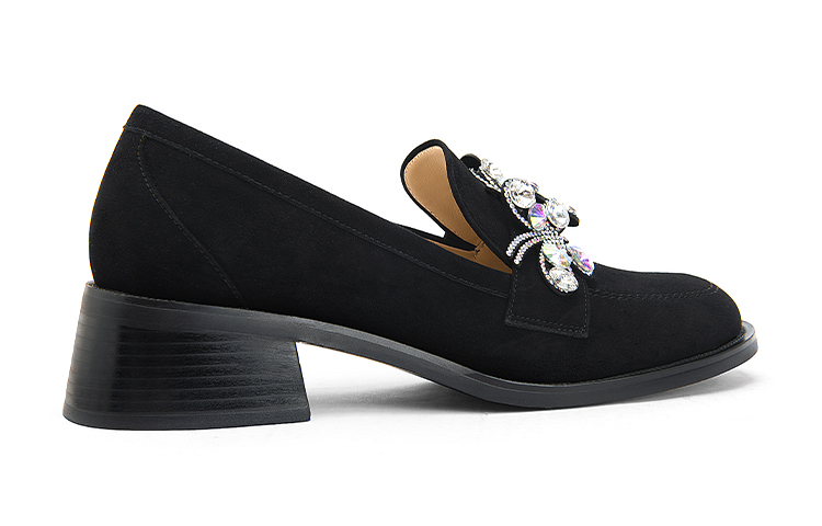 Order (W) 莉莉·韦伊 黑色天鹅绒水钻乐福鞋 KF-011