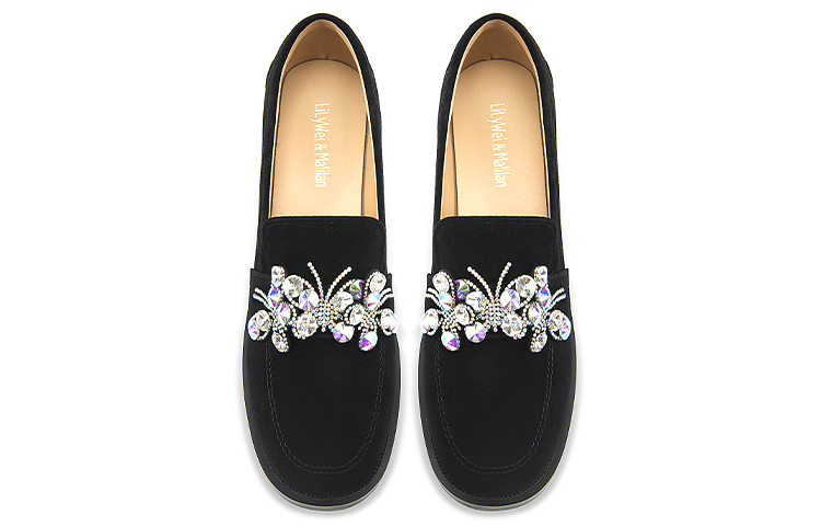 Lookbook (W) 莉莉·韦伊 黑色天鹅绒水钻乐福鞋 KF-011