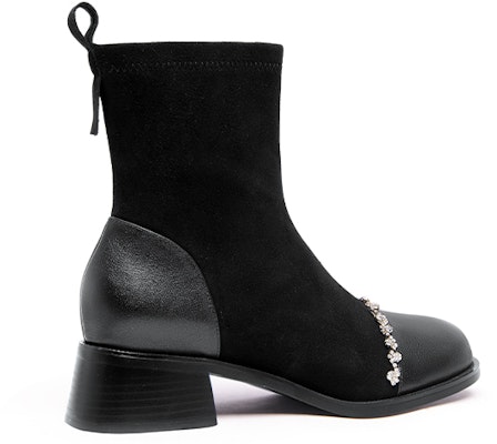 Lily Wei 頭層牛皮 水鑽側拉鍊 舒適百搭 短中筒 馬丁靴 4cm 女款 黑色 Order Lily Wei 頭層牛皮 水鑽側拉鍊 舒適百搭 短中筒 馬丁靴 4cm 女款 黑色