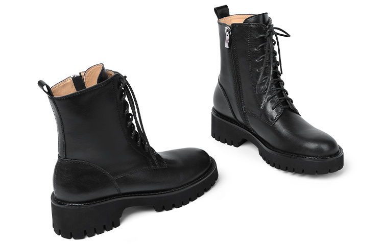 (W) Lily Wei Martin Boots 'Black Lace-Up with Side Zipper' 圖 3