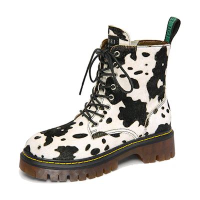 (W) Lily Wei Martin Boots 'Cow Print'