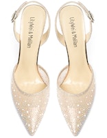 莉莉・魏 網布 時尚尖頭 細跟 高跟鞋 10cm 女款 香檳色 Lookbook 莉莉・魏 網布 時尚尖頭 細跟 高跟鞋 10cm 女款 香檳色