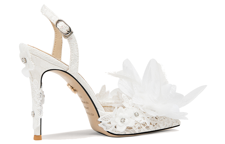 Order (Women) Lily Wei Mesh High Heels 'White' 'French Elegance Lace Stiletto' NN-399