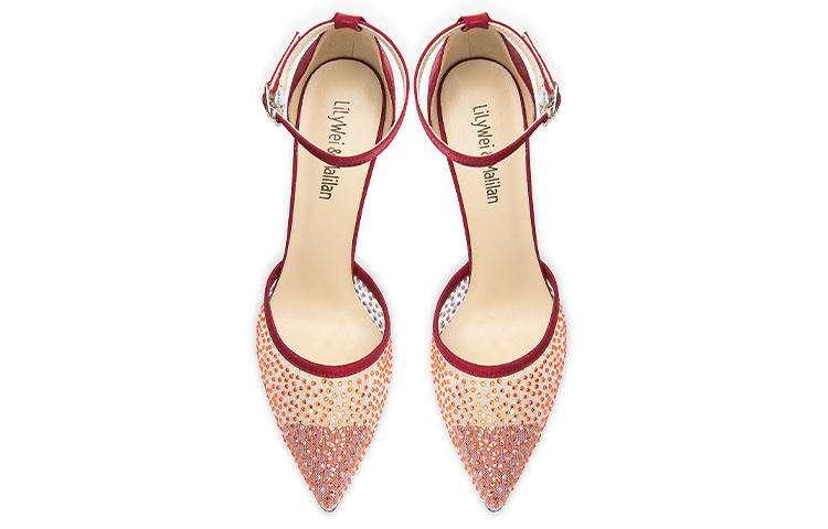 Lookbook (W) Tacones Altos Lily Wei Punta Fina 'Rojos con Pedrería Stiletto' NN-410