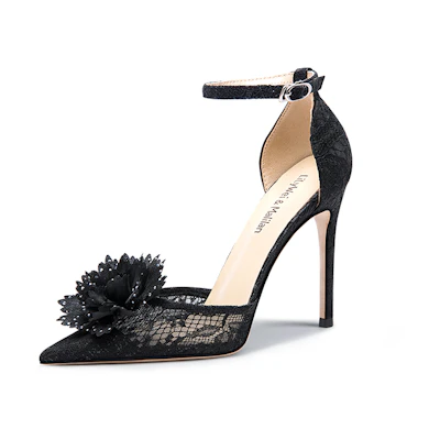 (W) Lily Wei Mesh Pointed Toe High Heels 10cm 'Black' 'French Fashion Stiletto'