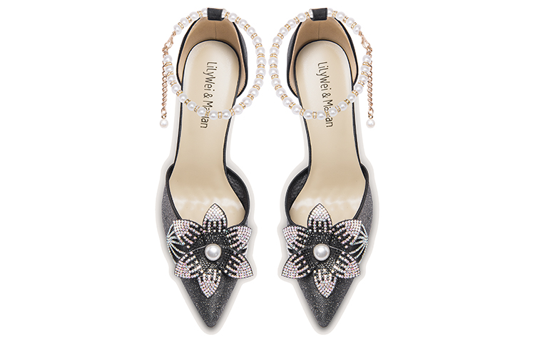 Lookbook 莉莉薇 網布 時尚尖頭 細跟 高跟鞋 10cm 女款 黑色