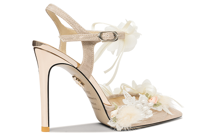 Order Lily Wei 網布 百搭時尚 細跟 高跟鞋 10cm 女款 香檳色